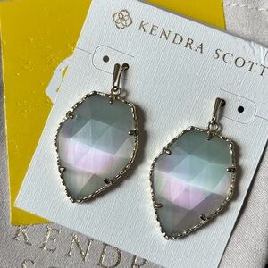 Kendra Scott Corley Drop Earrings in Gold with Iridescent Stone